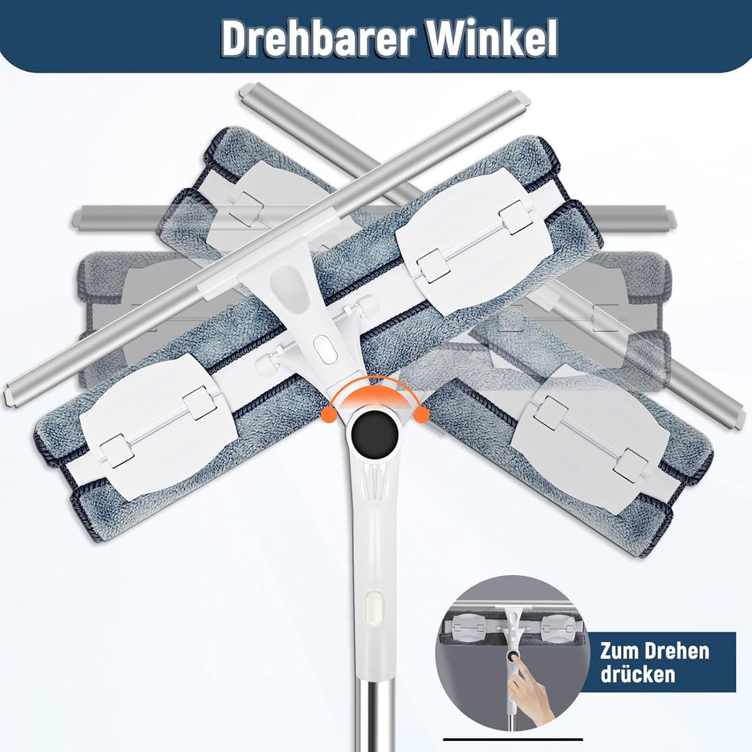 Fensterwischer Teleskop 388 cm, 2-in-1 mit 39 cm Reinigungskopf | Vielseitiger Fensterabzieher mit d