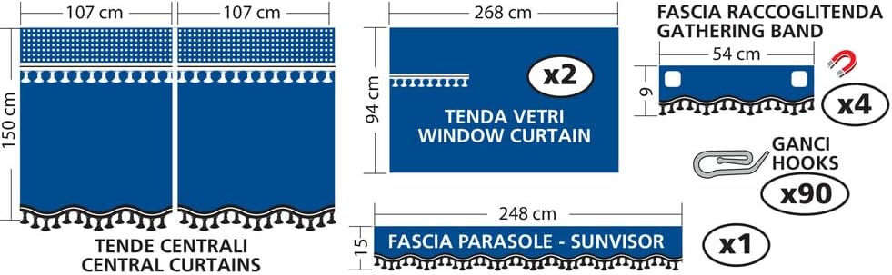 LAMPA 98633 Set Vorhänge Premiere für LKW Schwarz, Schwarz