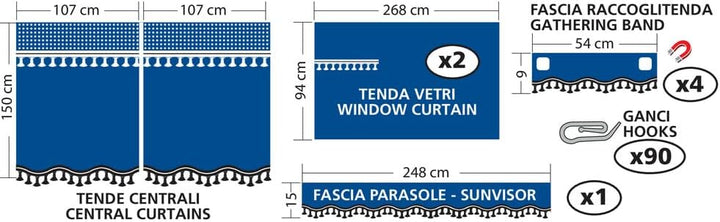 LAMPA 98633 Set Vorhänge Premiere für LKW Schwarz, Schwarz