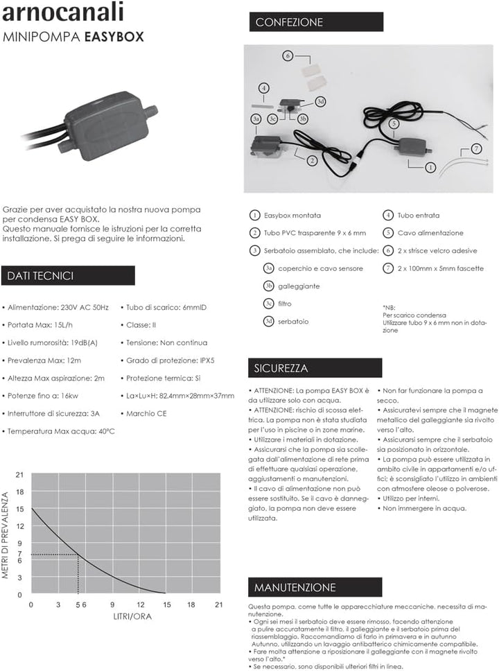 Arnocanali NSI2720 Mini-Kondensationskondensationspumpe, Durchflussmenge 13,2 l/h