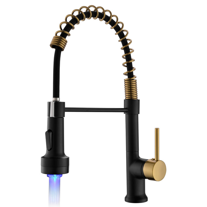 AIMADI LED Wasserhahn Küche Küchenarmatur 360° Schwenkbar mit Spiralfeder Herunterziehen Brause Arma