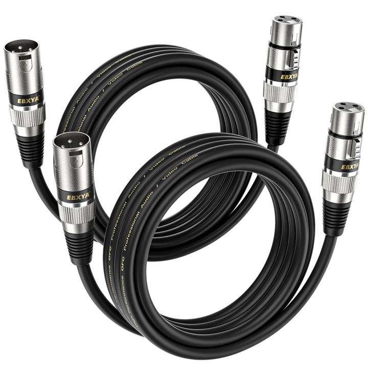 EBXYA Mikrofonkabel XLR Kabel DMX Kabel 2er-Pack 3M, Symmetrisches Audiokabel Stecker auf Buchse für