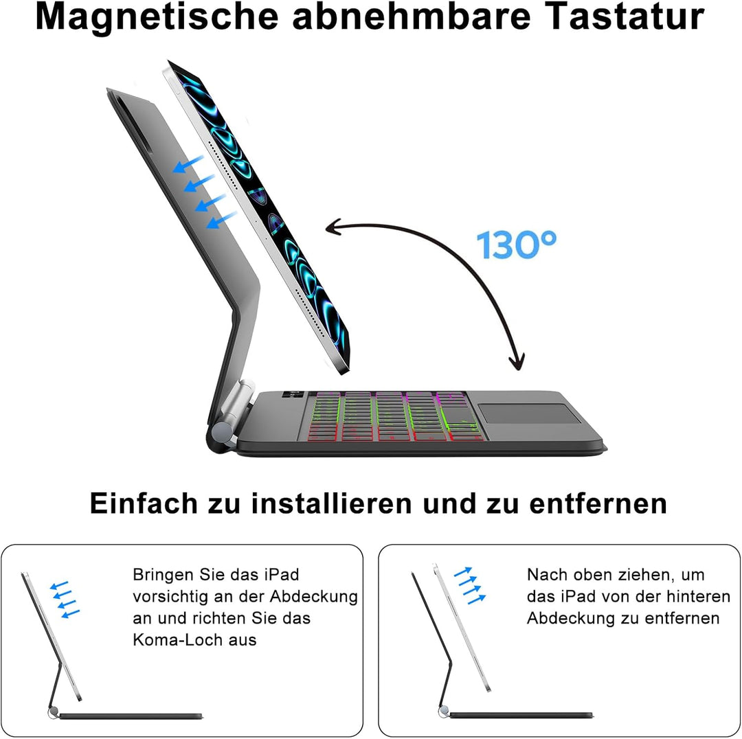 AVNICUD Magic Keyboard für iPad Air 11 Zoll 2025/2024 M3/M2, Air 5/4 10.9 Zoll, Tastatur für iPad Pr