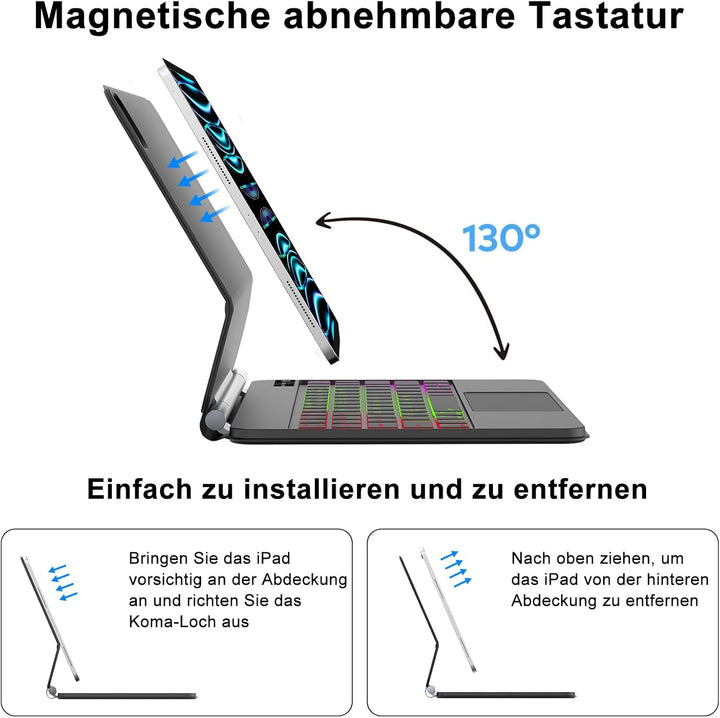 AVNICUD Magic Keyboard für iPad Air 11 Zoll 2025/2024 M3/M2, Air 5/4 10.9 Zoll, Tastatur für iPad Pr
