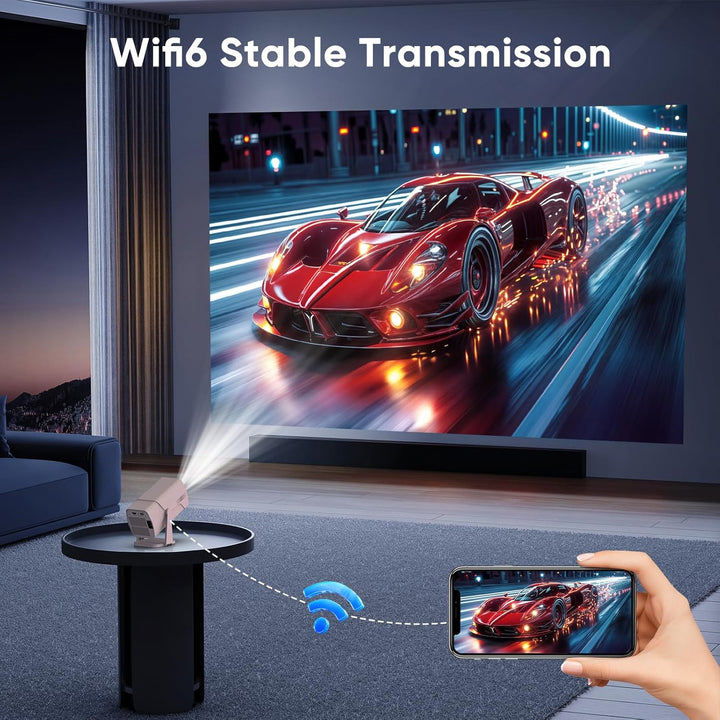 Portable Mini Beamer - Unterstützt 4K 1080P | Auto Trapezkorrektur | 270° Drehung Tragbarer Heimkino