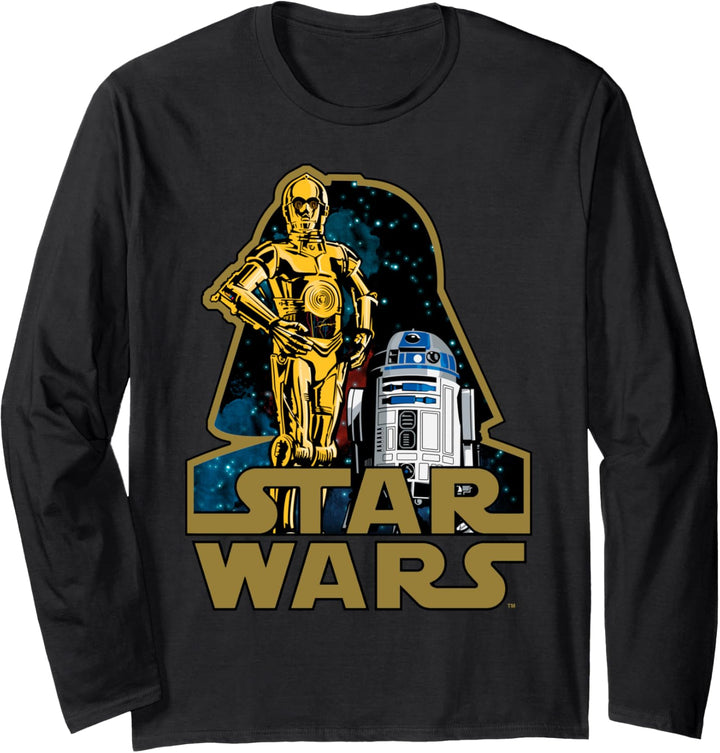 Star Wars C-3PO & R2-D2 Vader Patch Logo Langarmshirt