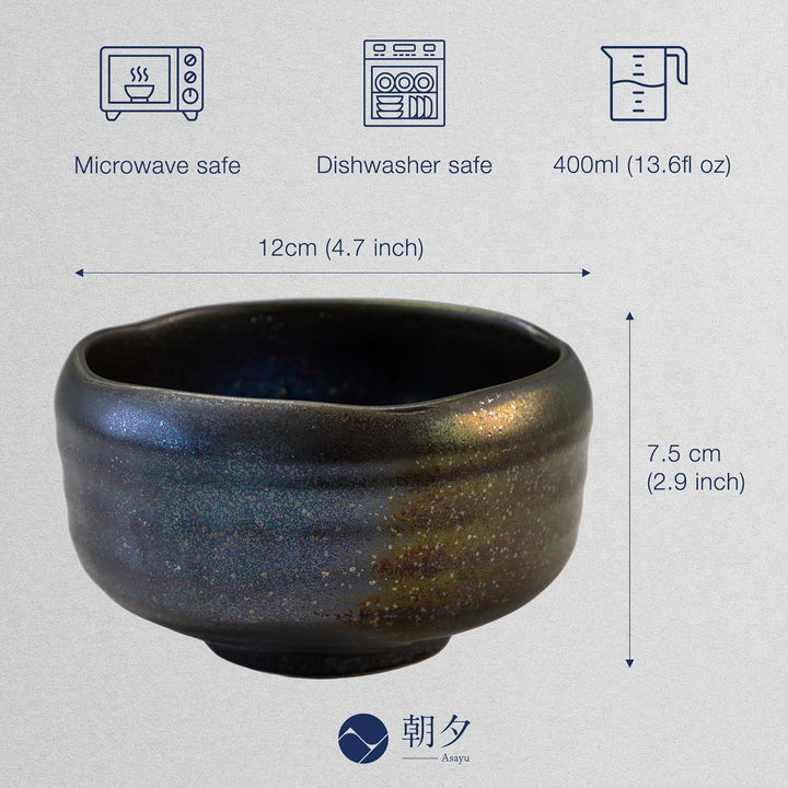 Asayu Japan Matcha-Schale, handgefertigter japanischer Keramik-Chawan in „Starry Night Blue“, mikrow