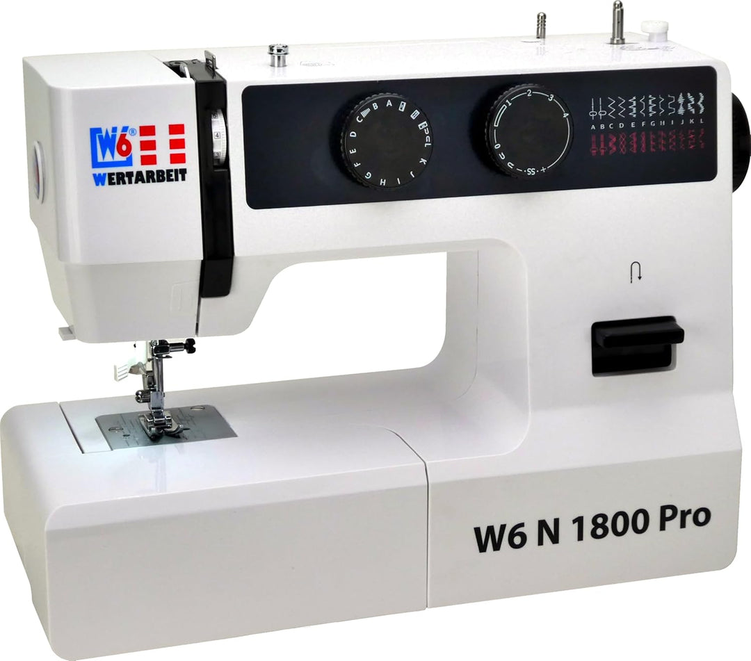 W6 Nähmaschine N 1800 Pro mit 25 Programmen | Freiarm | automatischer Einfädler | CB-Greifer | Knopf
