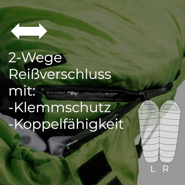 EXPLORER® GRÖNLAND Schlafsack -23°C -5°C [350GSM] 3-4 Jahreszeiten Winter Mumienschlafsack Erwachsen