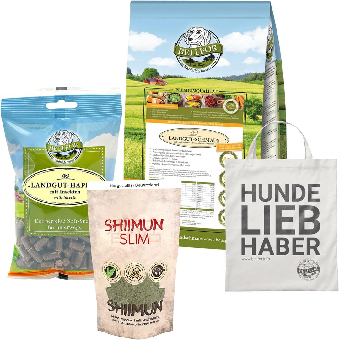 Bellfor Diät-Futterset Hundefutter Trocken Getreidefrei 2,5 kg Snacks 200 g Diät Futter 50 g für Hun
