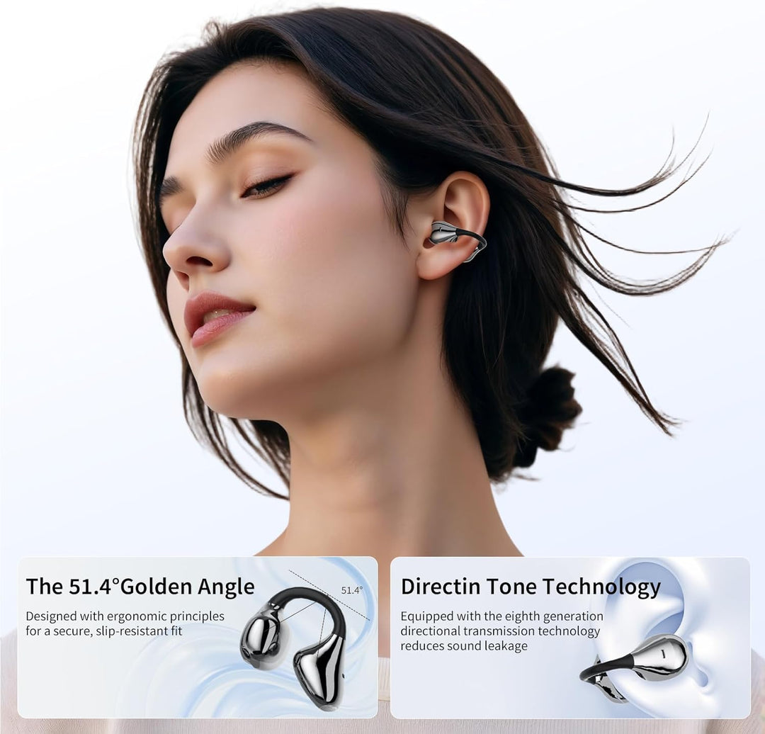 Open-Ear-Kopfhörer I5, Kabellose Bluetooth 6.0 Clip-On-Ohrhörer mit ENC, IPX5 wasserdicht, 36 Std. L