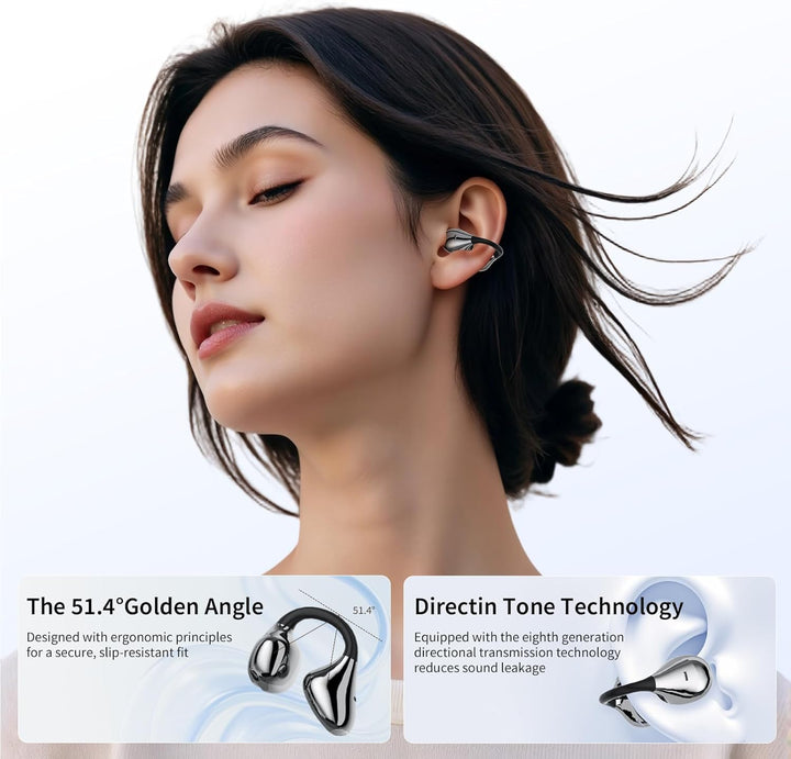 Open-Ear-Kopfhörer I5, Kabellose Bluetooth 6.0 Clip-On-Ohrhörer mit ENC, IPX5 wasserdicht, 36 Std. L