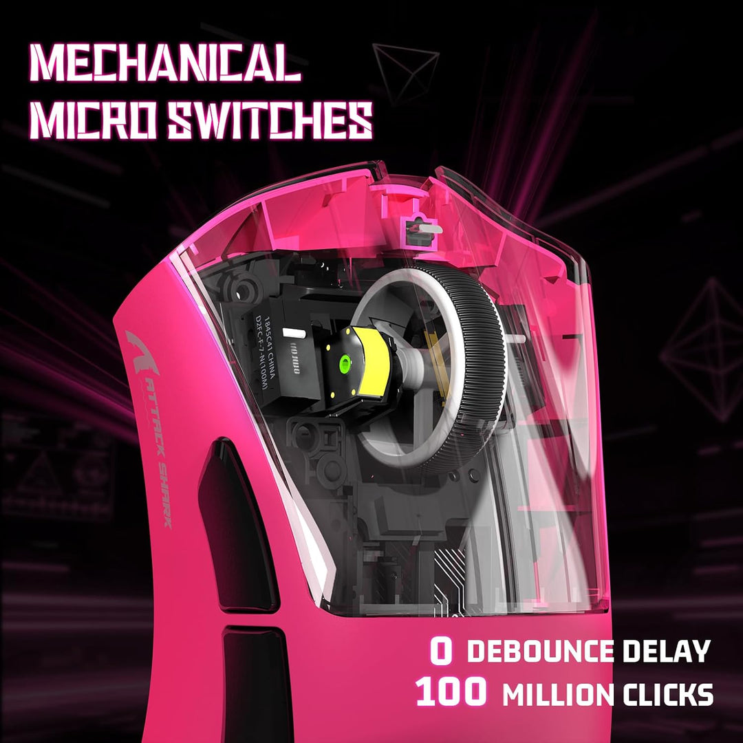 ATTACK SHARK V3 Kabellose Gaming-Maus, 65g Ultraleicht, Optischer Sensor PAW3311, 25K DPI, 1K Pollin