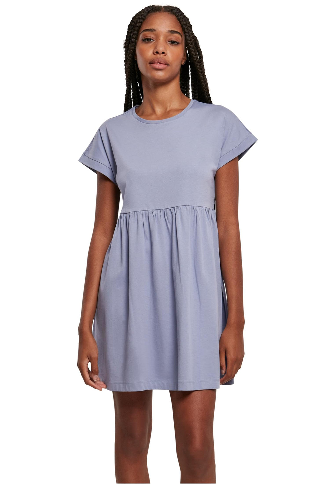 Urban Classics Damen Kleid Ladies Organic Empire Valance Tee Dress, Volantkleid für Frauen, Loose Fi