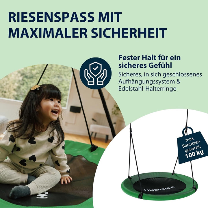 HUDORA Nestschaukel 90 - Kunststoff-Nestschaukel für bis zu 100kg - Hängeschaukel mit 90cm Durchmess