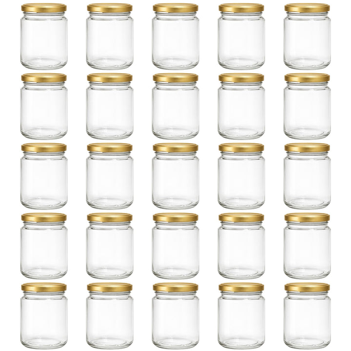 Vitrea 25x Marmeladengläser 275 ml - mit Deckel Gold TO 66 - Einmachgläser zum befüllen mit Schraubd
