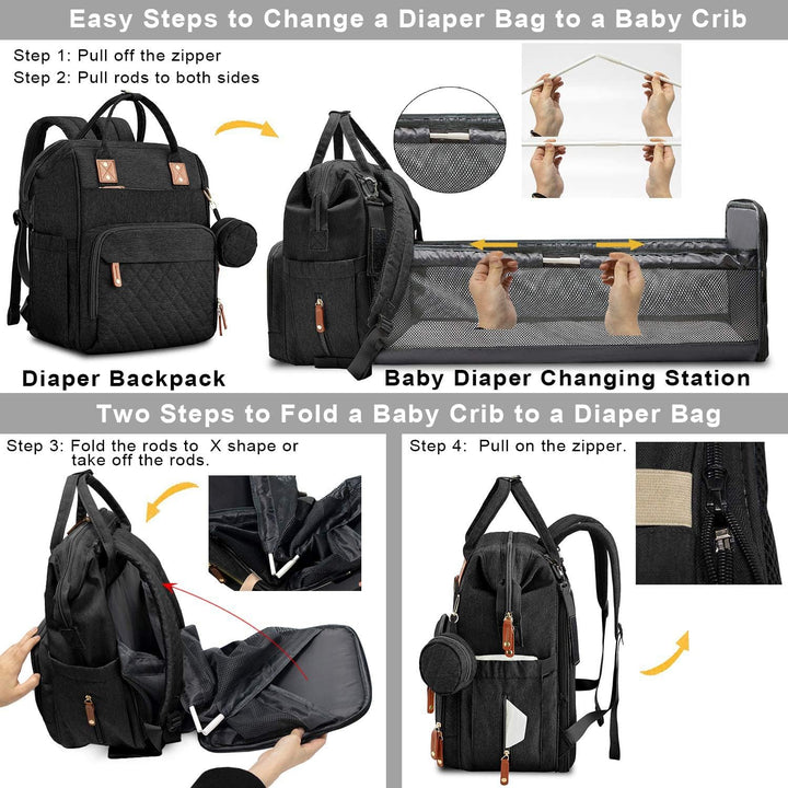 Fexkean Wickeltasche Rucksack Baby Wickelrucksäcke mit Grosser Kapazität Tragbare Reisewindeltasche