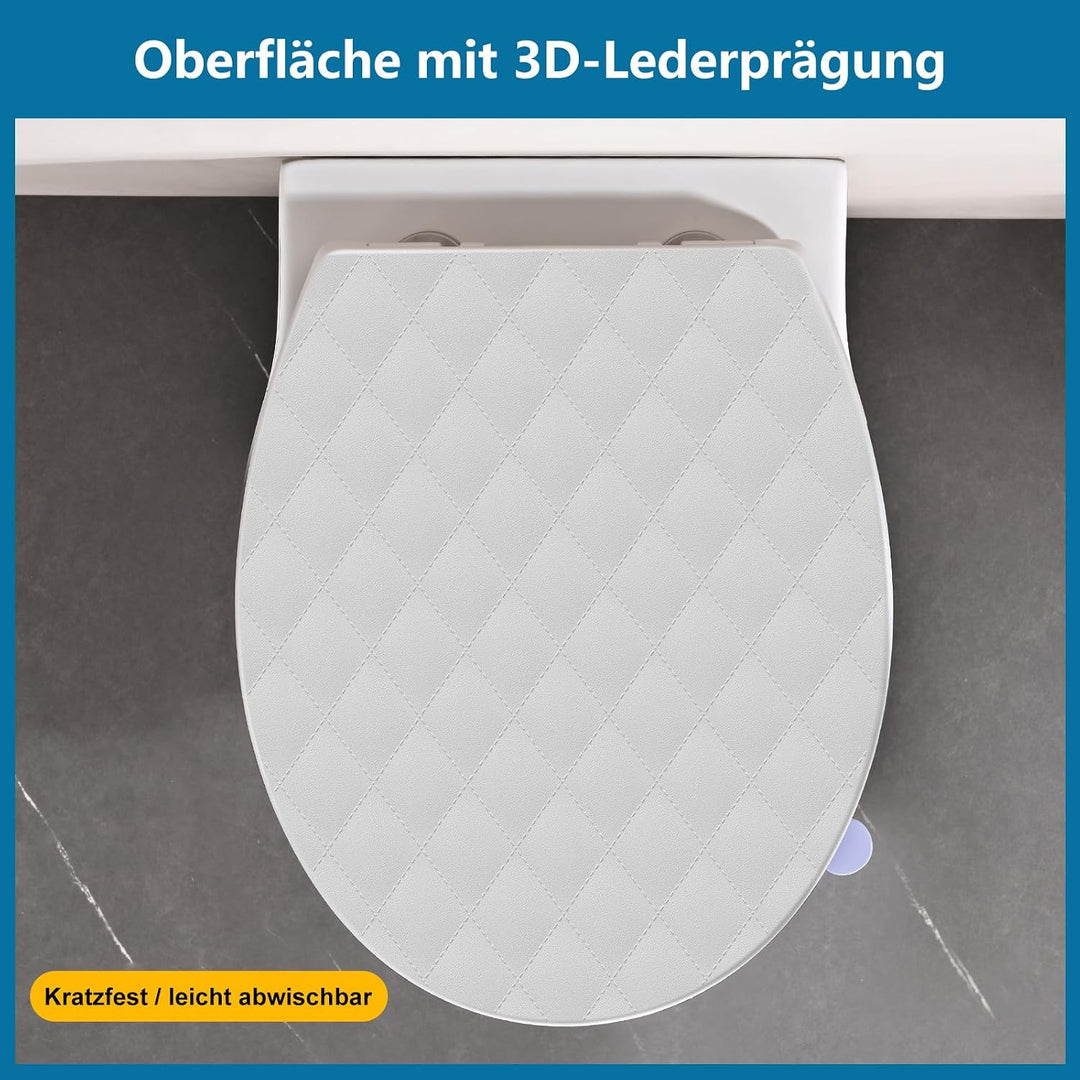 Toilettendeckel mit Absenkautomatik Oval, Weiss, WC Sitz mit Schnellverschluss - Einfach zu Reinigen
