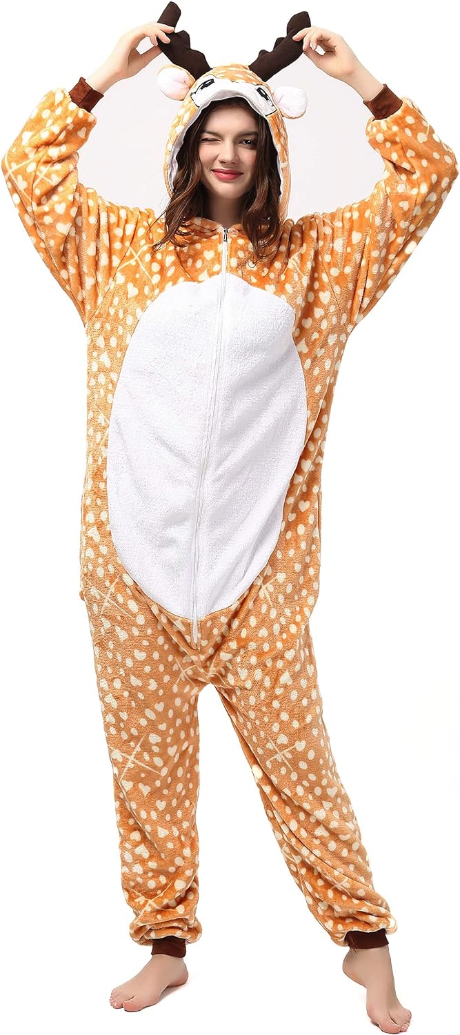 Katara 1744 (30+ Designs) REH-Kostüm Hirsch Hellbraun, Unisex Onesie/Pyjama-Qualität für Erwachsene