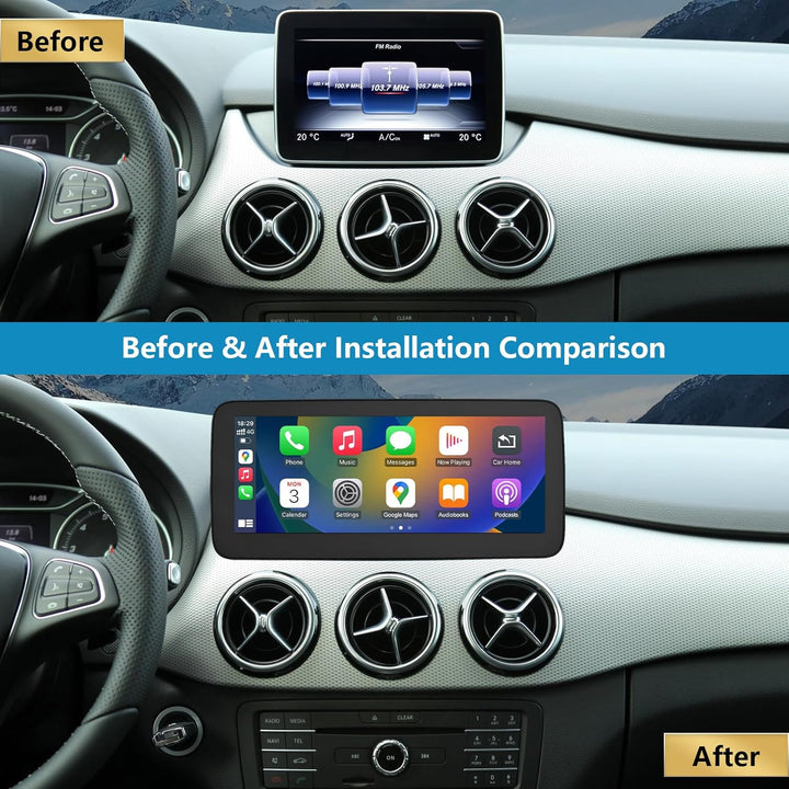 Autoradio 10,25 Zoll Touchscreen für 2015-2018 Mercedes Benz B-Klasse W246 mit NTG 5,0/5,1/5,2, unte
