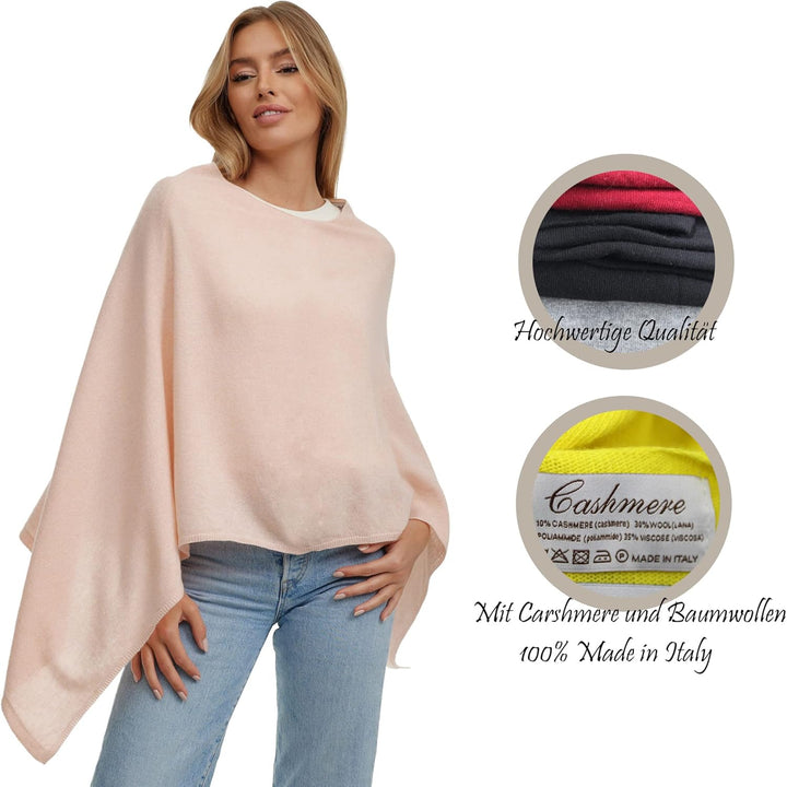 Glamexx24 Damen Strick Poncho Unifarbe Cape Feinstrick XXL Pullover Umhängetuch Eleganz Stil und Kom