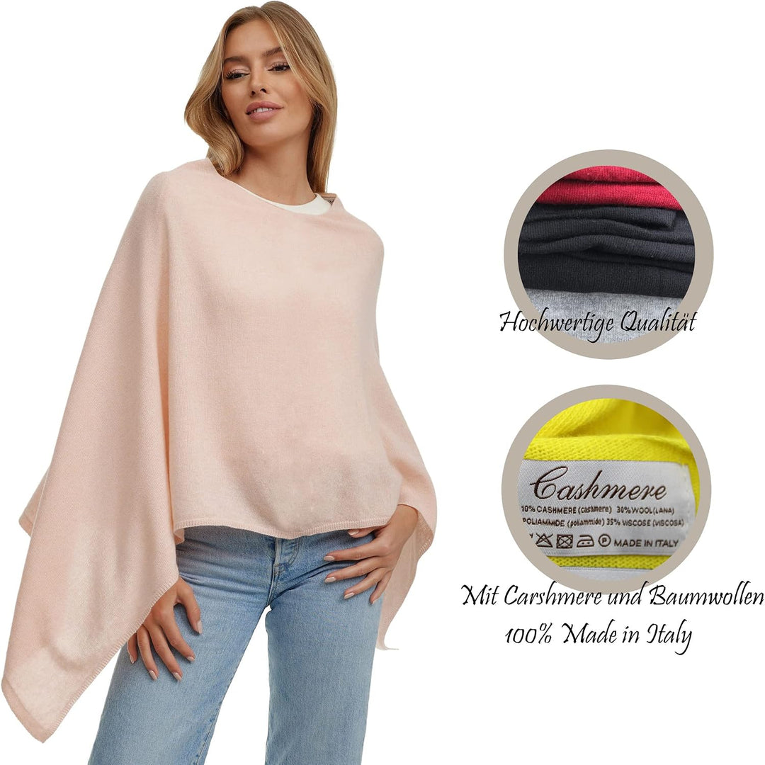 Glamexx24 Damen Strick Poncho Unifarbe Cape Feinstrick XXL Pullover - Eleganz, Stil und Komfort in e