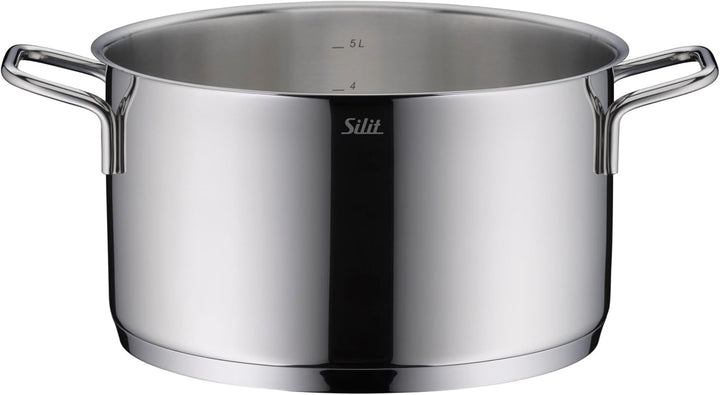 Silit Extra Cook, Kochtopf 24 cm mit Glasdeckel, Innenskalierung, breiter Schüttrand, hochwertiger s