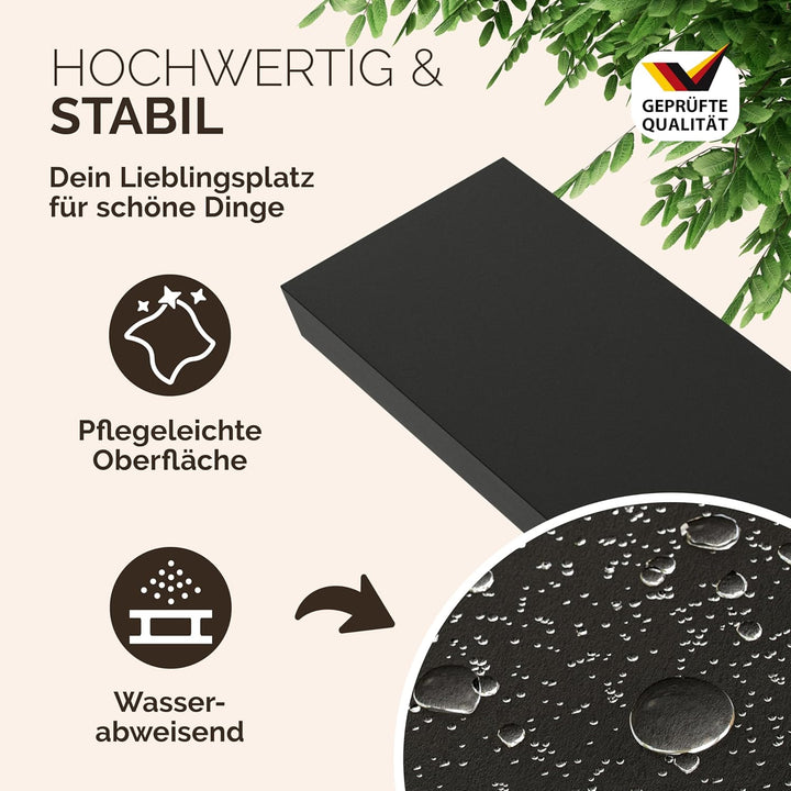 Casaria® Wandregal Holz Schwarz Regal mit Halterung 15kg Tragkraft Hängeregal Küche Wohnzimmer Flur