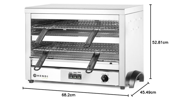 HENDI Quartz Salamander, MAXI, Salamander Grill, Überbackgerät, Quarz-Infrarotheizelement, 2 verchro