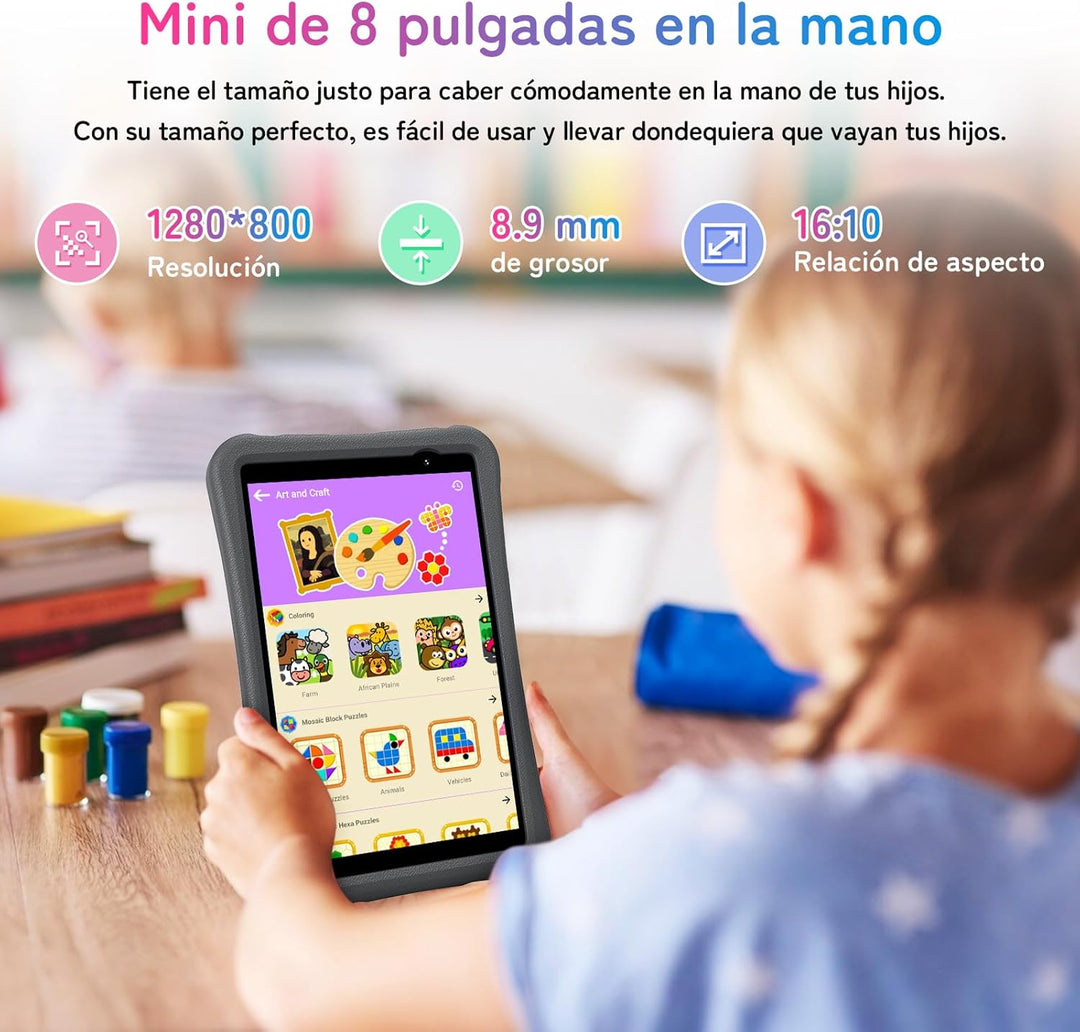 UMIDIGI G1 Tab Mini Kids Tablet, Kinder-Tablet 8 Zoll Android 14, WiFi 6, 7(3+4) GB + 32 GB/TF 1TB,