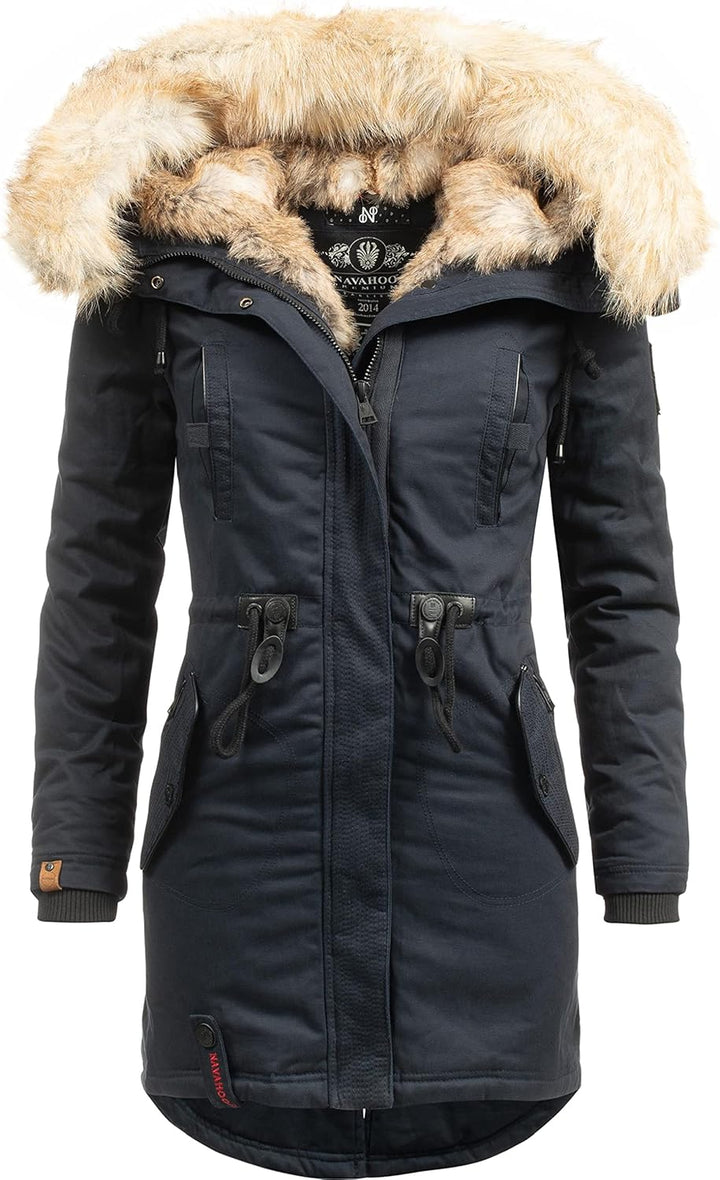 Navahoo Damen Warmer Winterparka mit Kapuze Bombii XS-XXL XS Blau, XS Blau