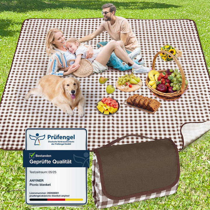 Picknickdecke 200x200 cm, Sandfest Stranddecke Wasserdicht Campingdecke, Waschbar Leichtgewicht mit