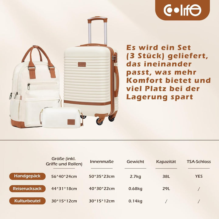 COOLIFE Koffer Trolley Koffer Reisekoffer von ABS Hartschalen Trolley 4 Rollen TSA-Schloss Der Koffe