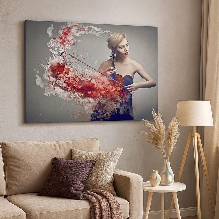 Bilder auf Leinwand Frau Violine Musik Instrument Leinwandbild 70x50cm Wandbilder Dekoration Wohnzim
