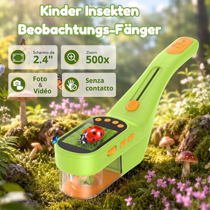 Insektenfänger Kinder, Mikroskop 500X IPS 2,4" 1080P STEM Spielzeug Verde Hierba Insektenfänger Kind