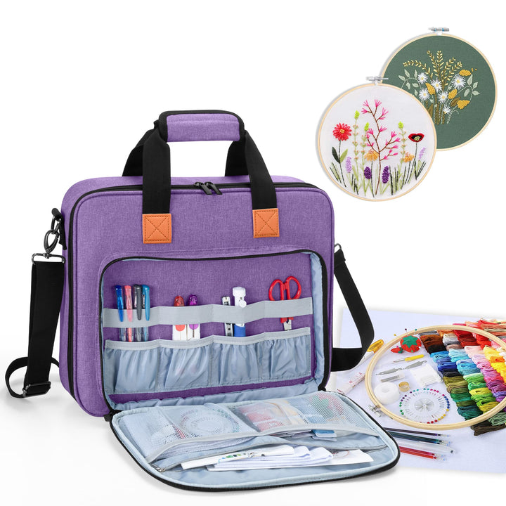 Luxja Tasche für Stickerei Set, Kreuzstich Zubehör Tasche, Stickerei Tasche für Stickrahmen, Farbfäd