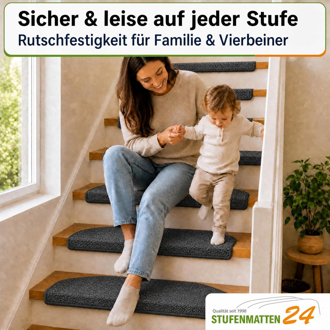 Kettelservice-Metzker Stufenmatten Treppen-Teppich Rambo 15er SparSet 17 Farben (-Anthrazit-)