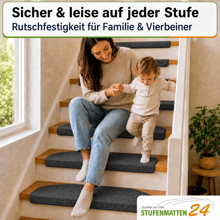 Kettelservice-Metzker Stufenmatten Treppen-Teppich Rambo 15er SparSet 17 Farben (-Anthrazit-)