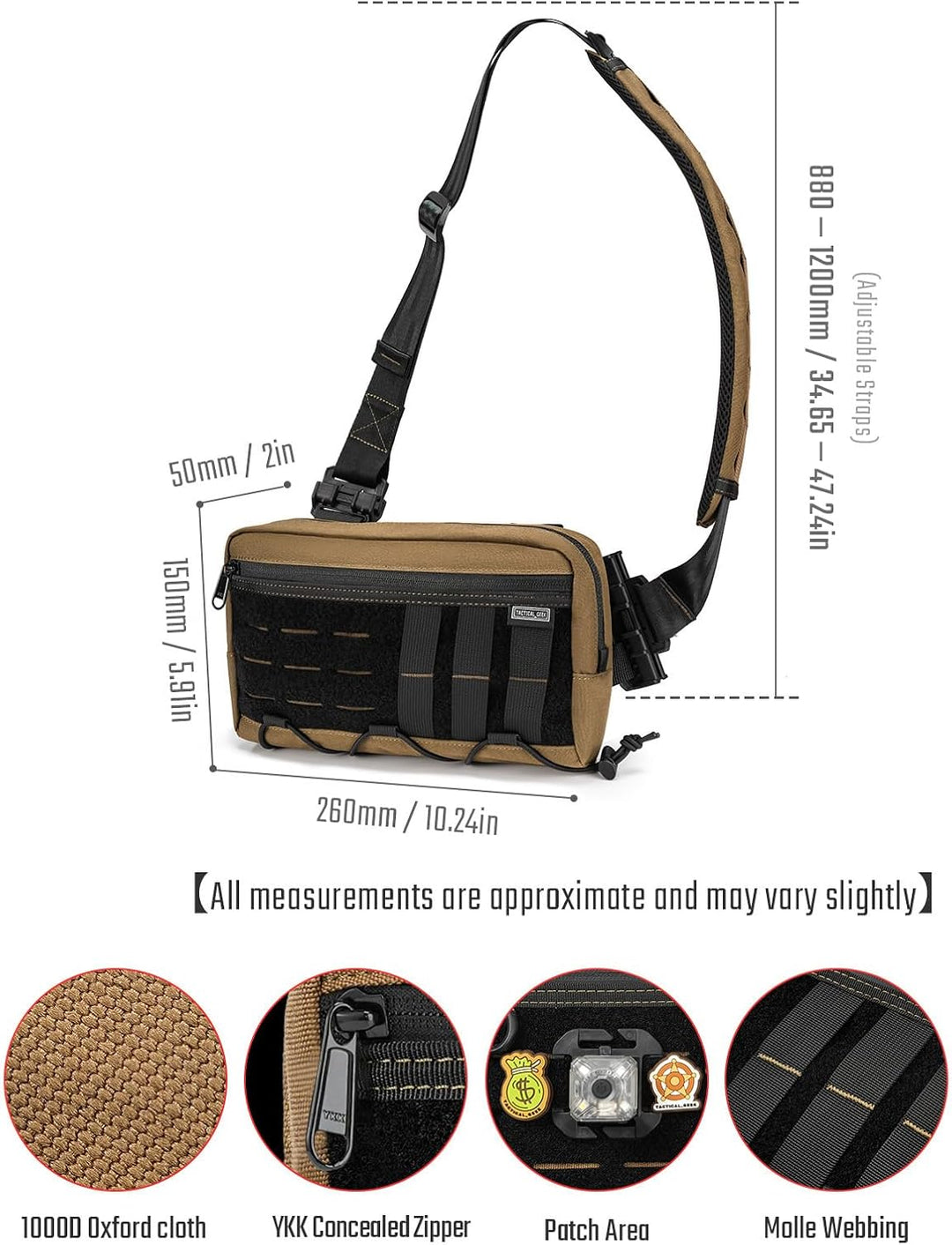 TACTICAL_GEEK Cache L3 EDC Leichter Sling Bag Chest Crossbody Bag für Herren Damen, Kompakt Bauchtas