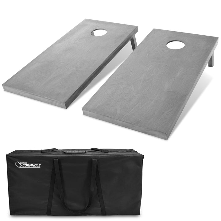 GoSports Cornhole-Set aus Holz, graue Oberfläche, inklusive Tragetasche