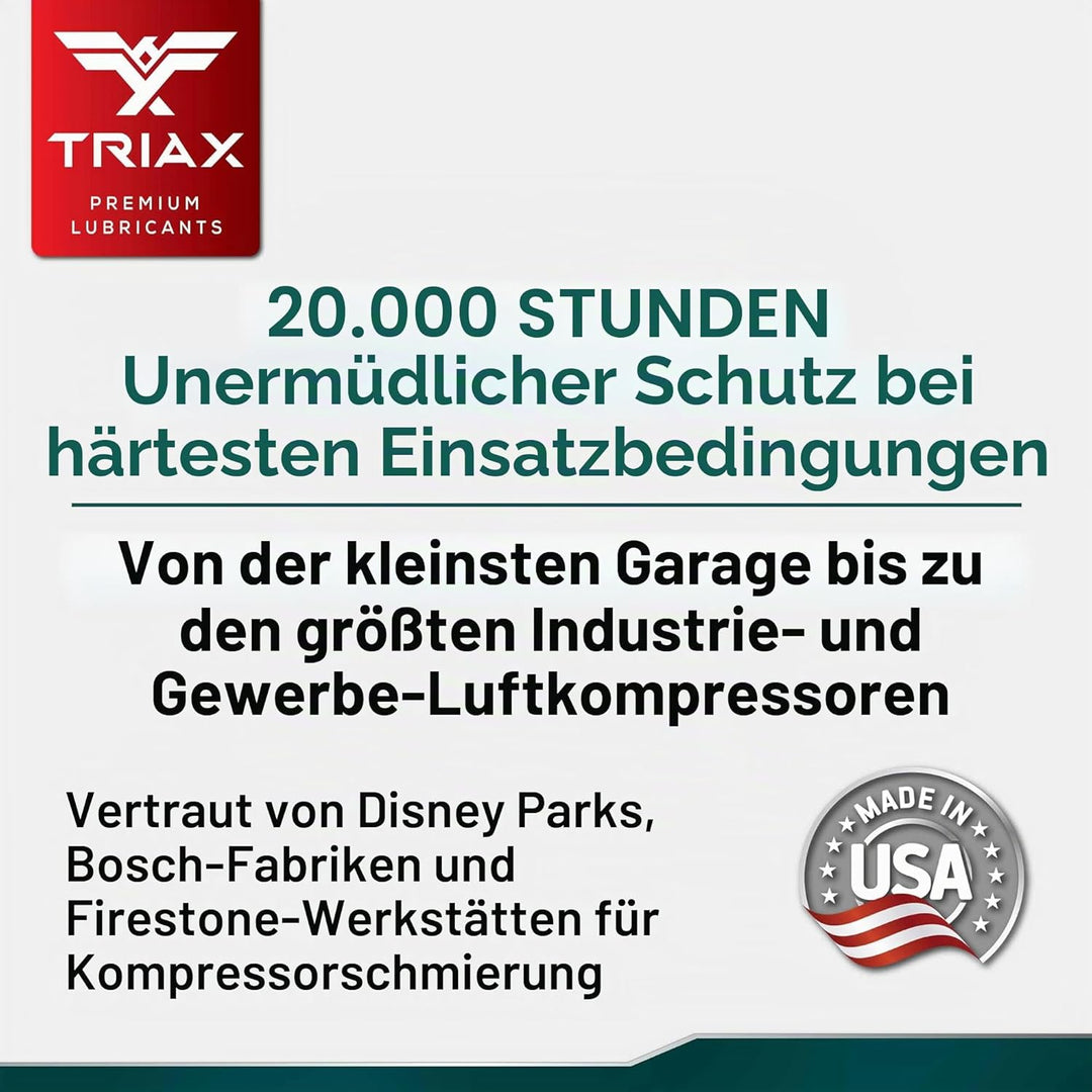 TRIAX Kompressor MV ISO100 (SAE30) – Vollsynthetisches Kompressor‑Öl, Non Detergent – Hohe Temperatu