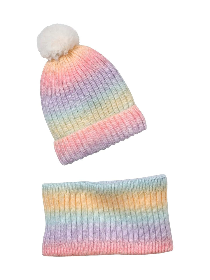 VERTBAUDET Set Mütze und Snood Regenbogen Mädchen hellblau zweifarbig/mehrfarbig 2/3 A Hellblau, zwe