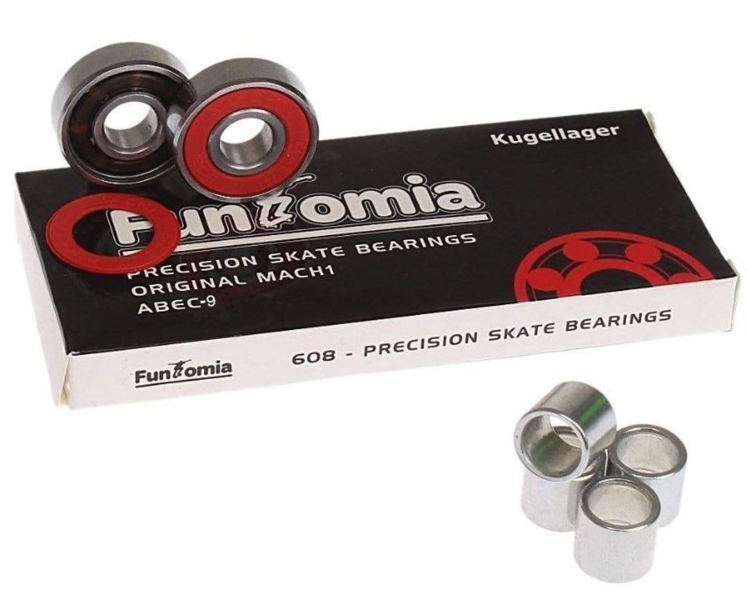 FunTomia 32 Stück 608er 2RS ABEC-9 MACH1 Renn Kugellager/Lager + Spacer z.B. für Inliner Skates Skat
