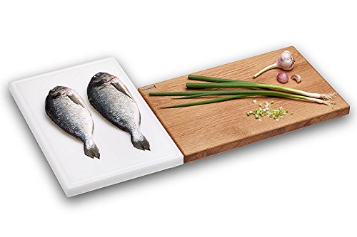 Schneidboard Eiche & Schneidboard Kunststoff - Praktisches Schneidebrett-Set - Made In Germany - 2 x