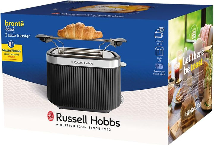 Russell Hobbs Toaster [für 2 Scheiben] Brontë Black (6 Bräunungsstufen, Mattes Finish, Silberakzente