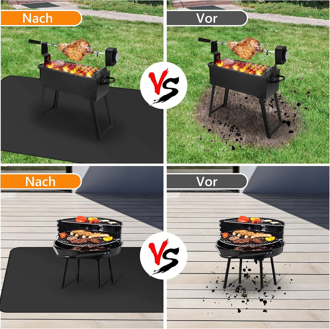 Digiroot Feuerfeste Unterlage 100×180cm, Faltbare Grillunterlage Bodenschutz, Silikon-Glasfaser Hitz