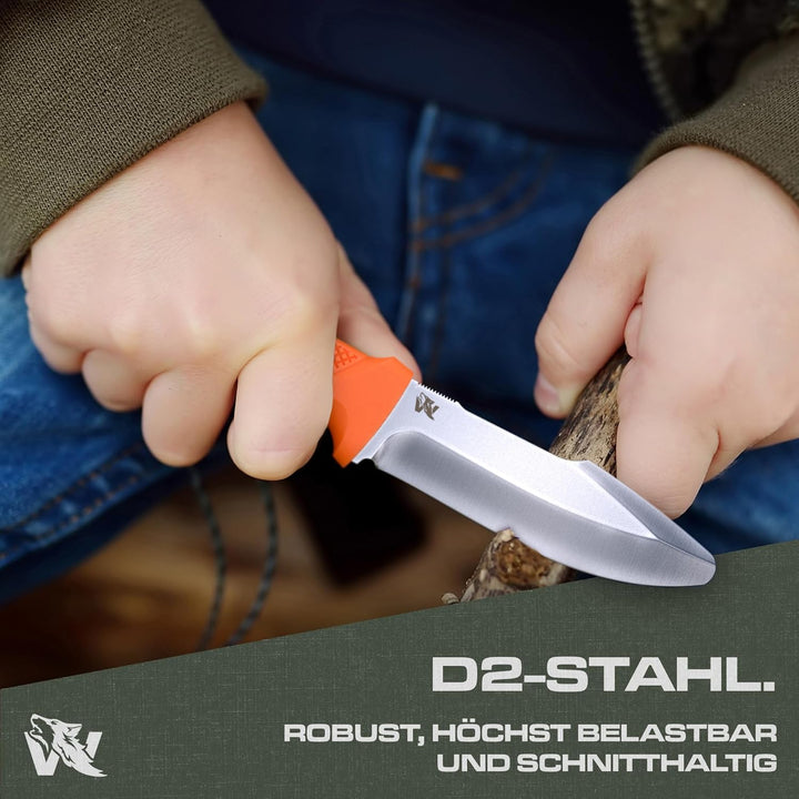 ODENWOLF W-KIDS – Kinder Schnitzmesser Set mit robuster Scheide & Kindermesser Führerschein – Sicher