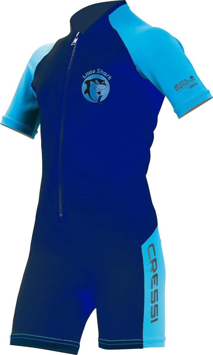 Cressi Little Shark Jr Shorty 2mm Neoprenanzug für Kinder Blau/Hellblau 13/14 Jahre Kurzarm, Blau/He