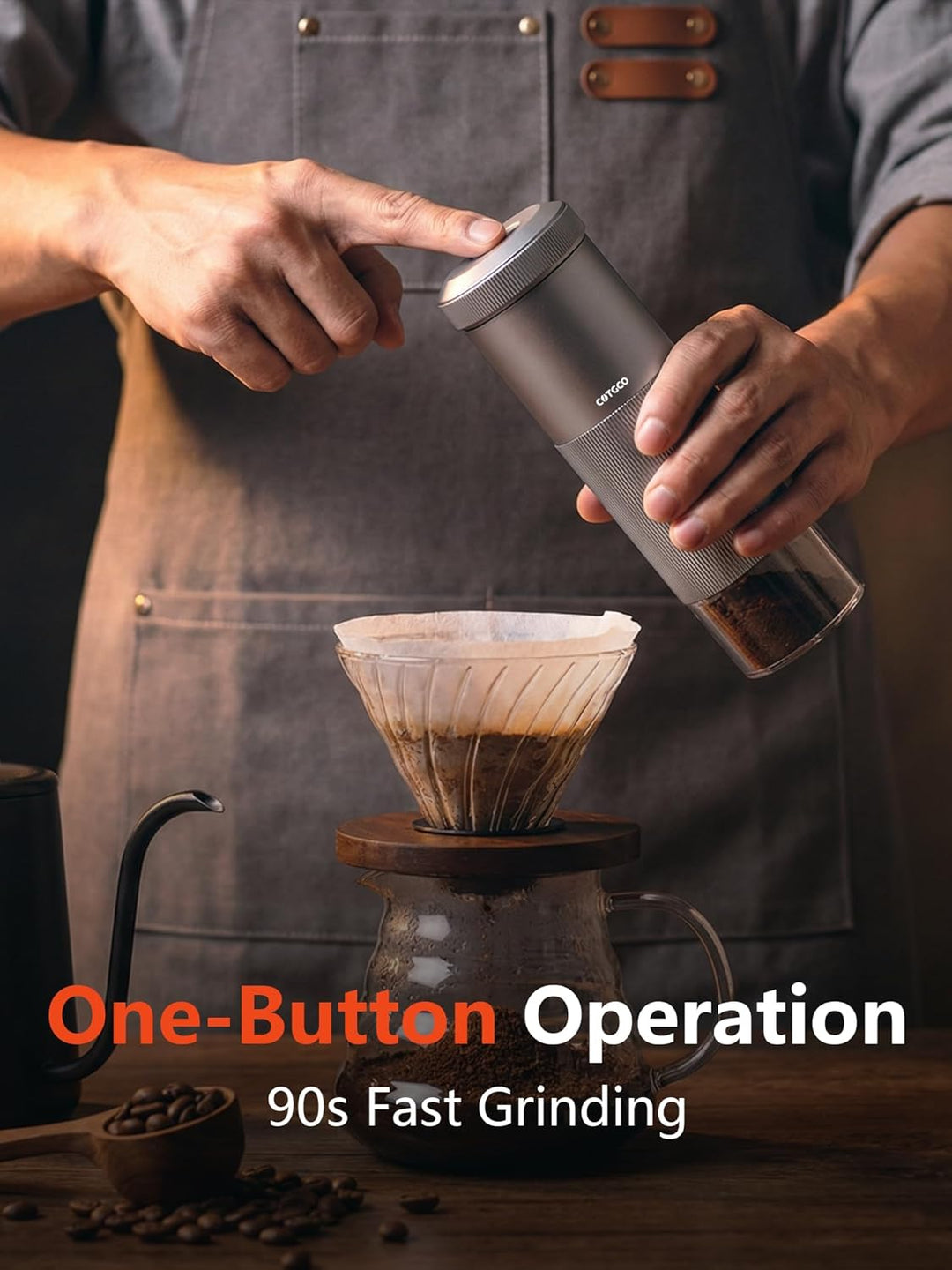 Kaffeemuehle Elektrische Espresso Muehle Klein: COTGCO Tragbare Kaffeebohnen Mühle mit Edelstahl Keg