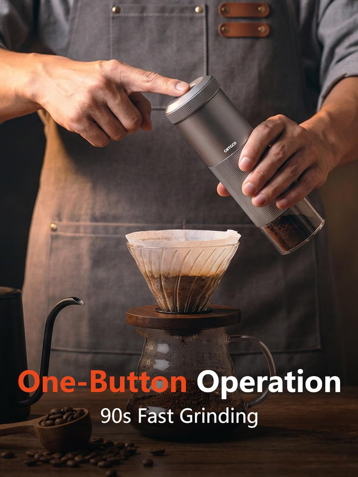 Kaffeemuehle Elektrische Espresso Muehle Klein: COTGCO Tragbare Kaffeebohnen Mühle mit Edelstahl Keg